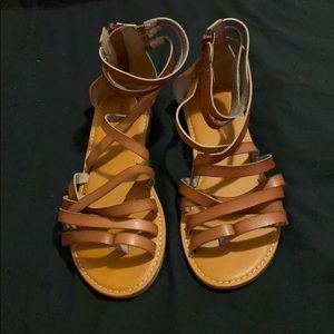 Tan cris cross sandals